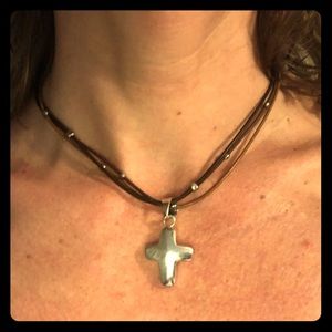 Silpada leather strand/silver bead necklace